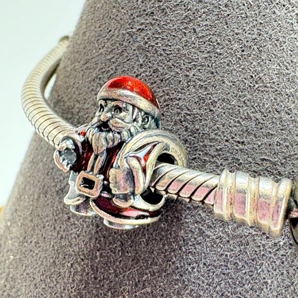 Pandora ALE Sterling Silver 925 Santa Claus Christmas Charm Bracelet 7" Length - Picture 2 of 16